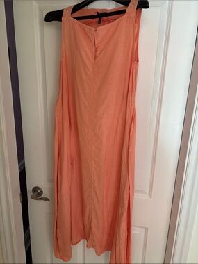 OSKA Linen Sleeveless Coral Maxi Dress